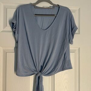 Lush Baby blue short sleeve tie top